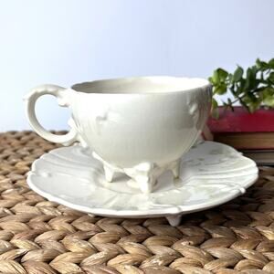 Vintage Loma Victoria Footed Cup and Saucer Set Cottage Shabby Chic Tea Party